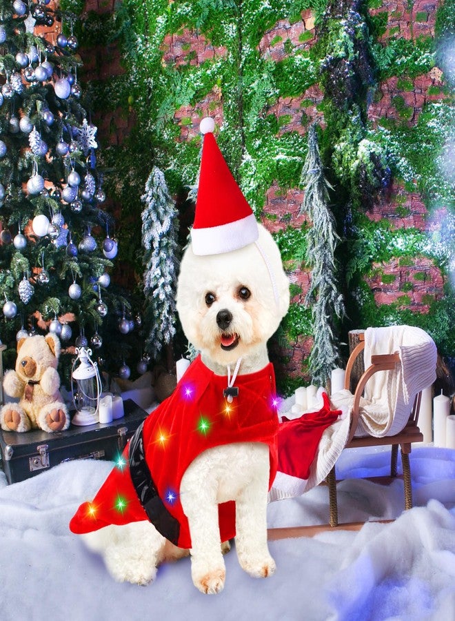 Cosblank Dog Christmas Costumes with Colored Lights Santa Claus Hat Suit Dog Costume Pet Cat Xmas Outfit for Puppy Pet Dress Up Holiday Party, Batteries Not Included(M) - Image 4